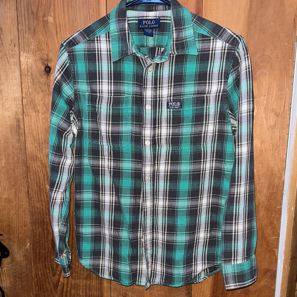 Polo by Ralph Lauren Teal and Black Plaid Shirt